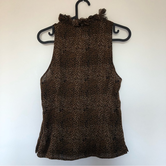 Chetta B Silk Leopard Print Ruffle Sleeveless Top - Picture 8 of 8